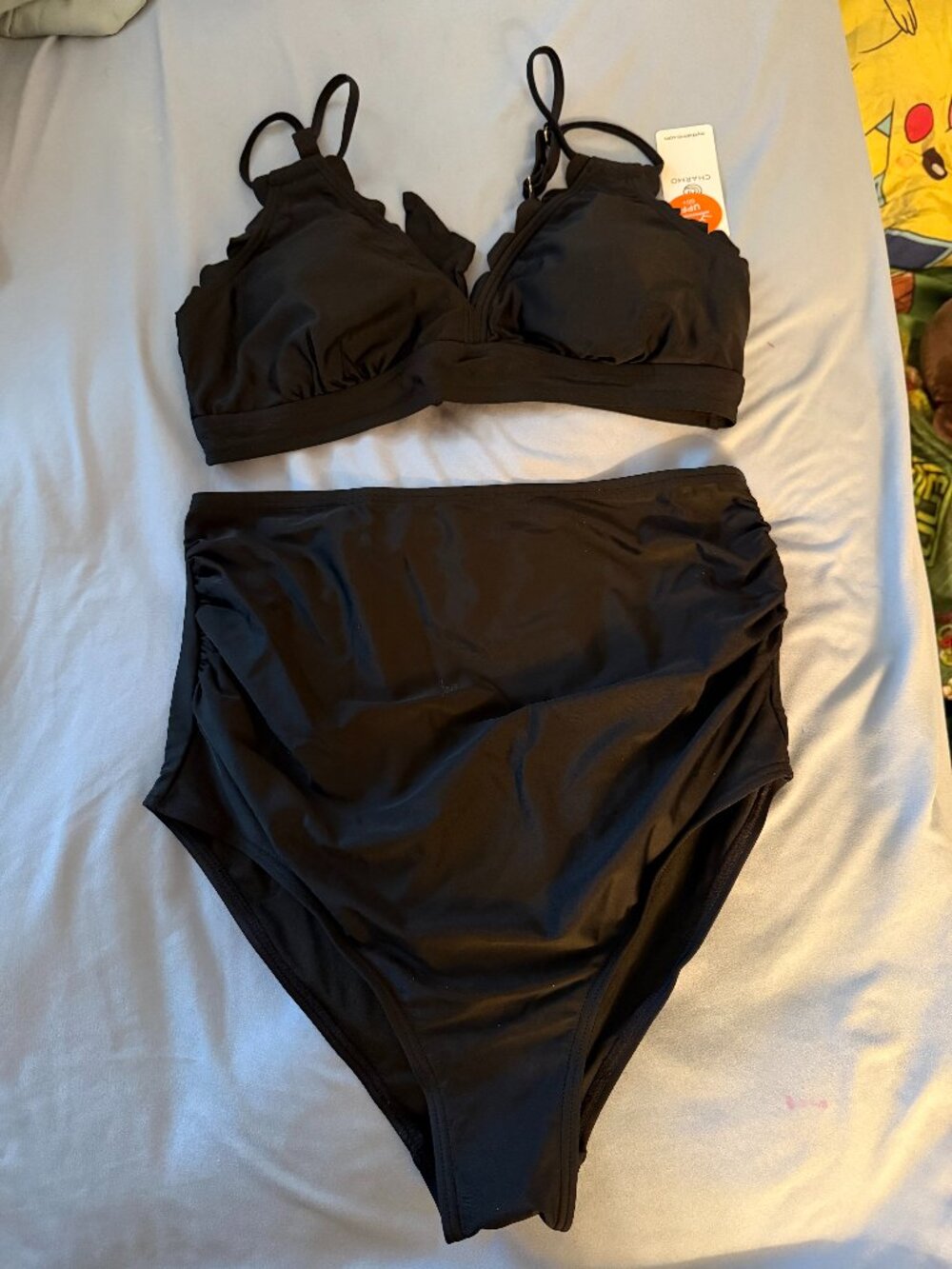 Charmo Women Black Bikini Set Size M NWT High Waisted Ruched Swimsuit Two Piece